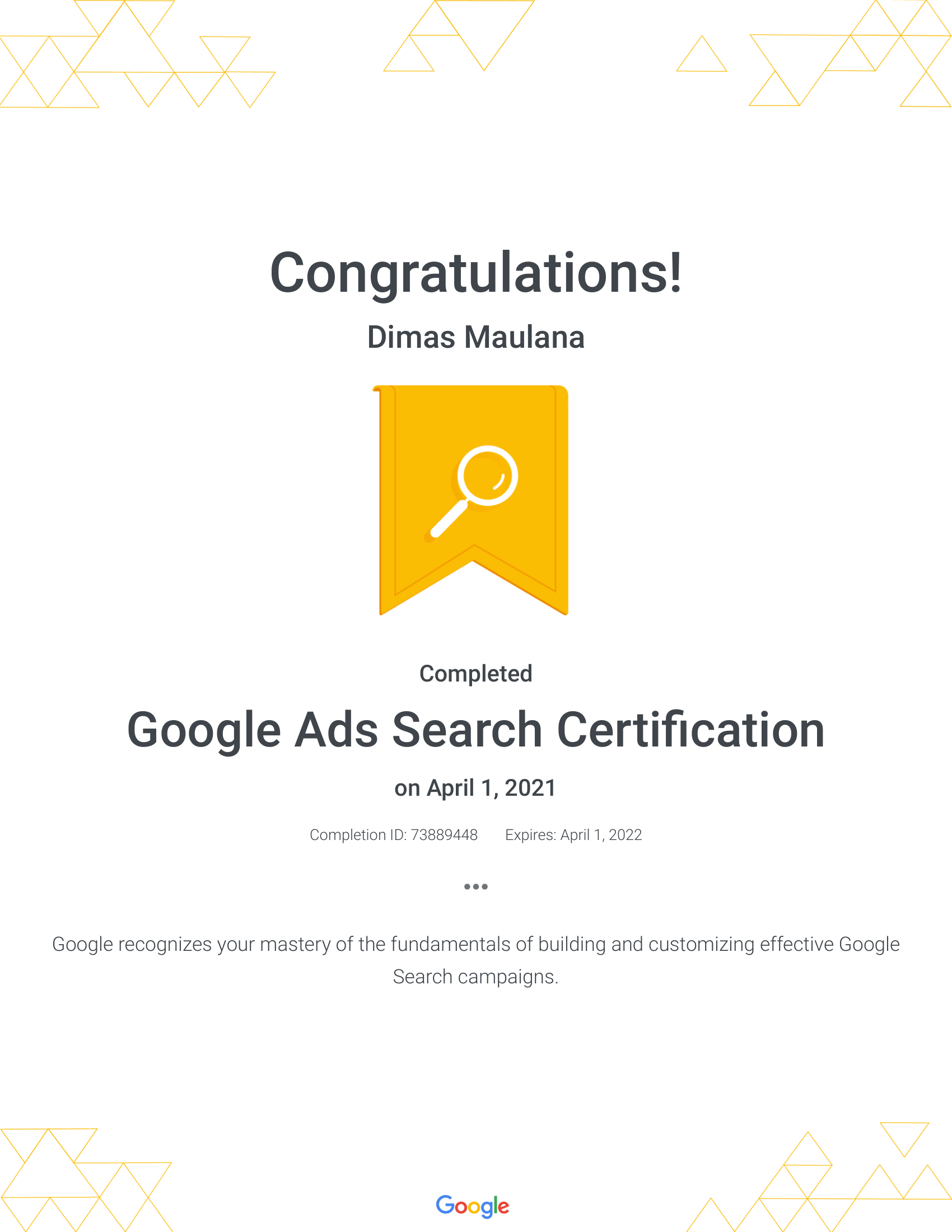 Google Ads Search Certification 2021